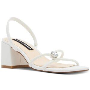 120$ Steve Madden Jessica Rich Anya Heeled Sandals Size 7.5 US White